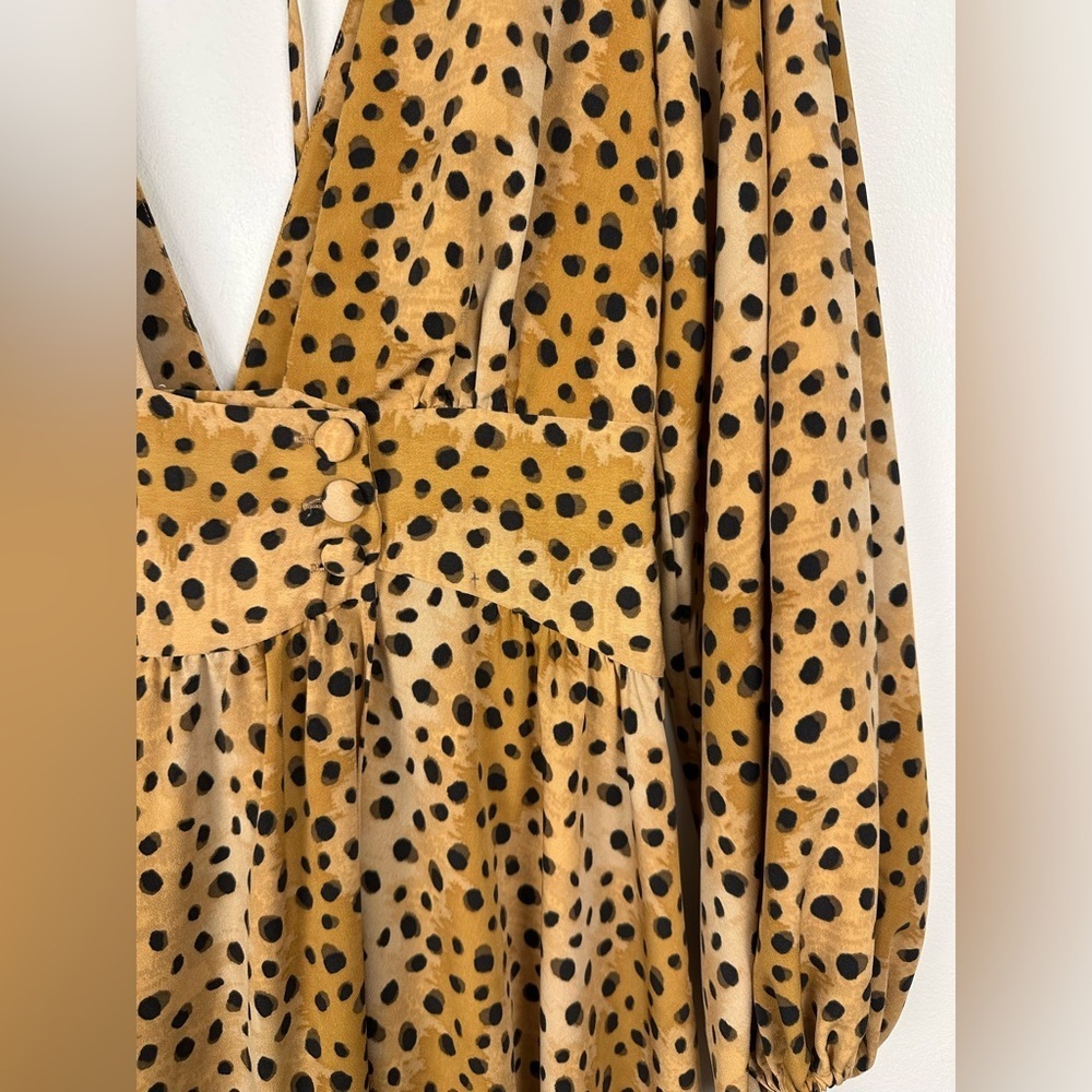 Free People Jayde Leopard Print Boho Maxi Dress‎ Sz 4 - Picture 4 of 9